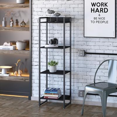 Estante Dynamica 45x30x146cm C/04 Prateleiras Preto ônix / Est.preta Preto ônix / Est.preta