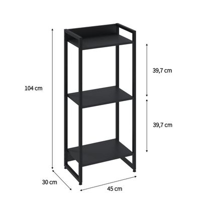 Estante Dynamica 45x30x104cm C/03 Prateleiras Preto ônix / Est.preta Preto ônix / Est.preta