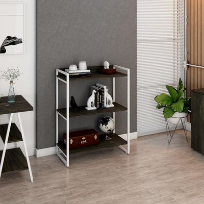 Estante Kuadra 80x40x104cm C/03 Prateleiras Carvalho Dark / Est.branca Carvalho Dark / Est.branca
