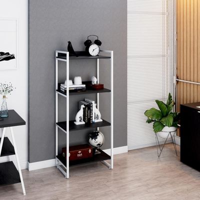 Estante Kuadra 60x40x146cm C/04 Prateleiras Preto ônix / Est.branca Preto ônix / Est.branca