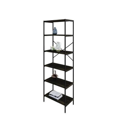 Estante C/06 Prateleiras 186x60x33cm Tub Tueh1866 Carvalho Dark - Est.preta Carvalho Dark / Est.preta
