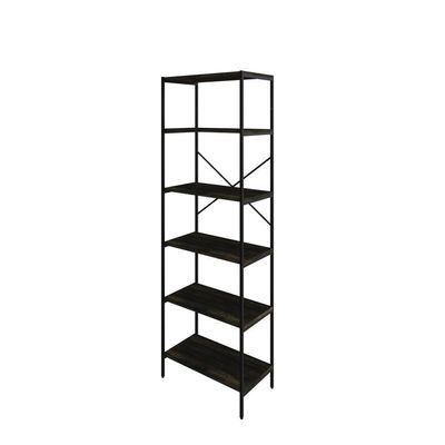 Estante C/06 Prateleiras 186x60x33cm Tub Tueh1866 Carvalho Dark - Est.preta Carvalho Dark / Est.preta