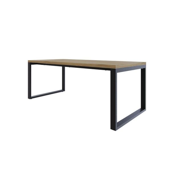Mesa De Jantar Queens 200x90x77cm Qemj9200 Vermont Oak - Est.preta Vermont Oak/est.preta