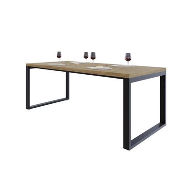 Mesa De Jantar Queens 200x90x77cm Qemj9200 Vermont Oak - Est.preta Vermont Oak/est.preta