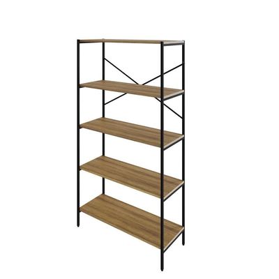 Estante C/05 Prateleiras 152x80x33cm Tub Tueh1585 Lâmina Mel - Est.preta Lâmina Mel / Est.preta