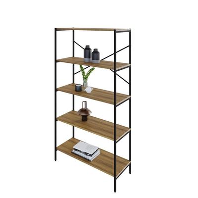 Estante C/05 Prateleiras 152x80x33cm Tub Tueh1585 Lâmina Mel - Est.preta Lâmina Mel / Est.preta