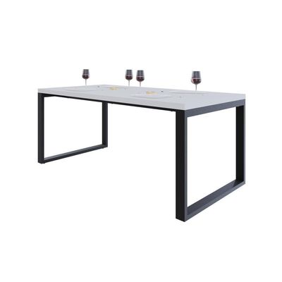 Mesa De Jantar Queens 180x90x77cm Qemj9180 Branco Tx - Est.preta Branco Tx/est.preta