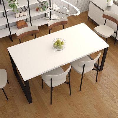 Mesa De Jantar Queens 180x90x77cm Qemj9180 Branco Tx - Est.preta Branco Tx/est.preta