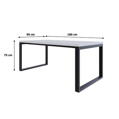 Mesa De Jantar Queens 180x90x77cm Qemj9180 Branco Tx - Est.preta Branco Tx/est.preta