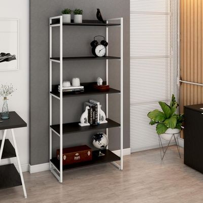 Estante Kuadra 80x40x187cm C/05 Prateleiras Preto ônix / Est.branca Preto ônix / Est.branca