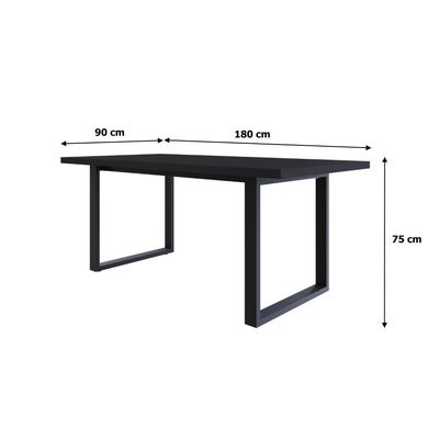 Mesa De Jantar Queens R 180x90x77cm Qemj9180r Preto Tx - Est.preta Preto Tx/est.preta