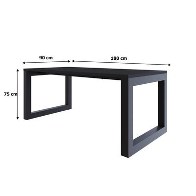 Mesa De Jantar Bronx 180x90x77cm Brmj9180 Preto Tx - Est.preta Preto Tx/est.preta