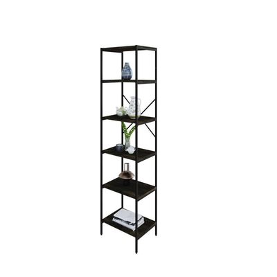 Estante C/06 Prateleiras 186x45x33cm Tub Tueh1846 Carvalho Dark - Est.preta Carvalho Dark / Est.preta