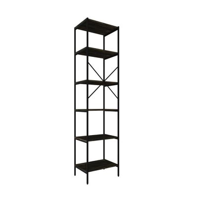 Estante C/06 Prateleiras 186x45x33cm Tub Tueh1846 Carvalho Dark - Est.preta Carvalho Dark / Est.preta
