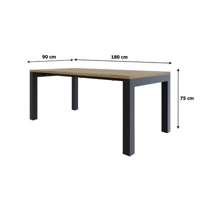 Mesa De Jantar Bronx U 180x90x77cm Brmj9180u Vermont Oak - Est.preta Vermont Oak/est.preta