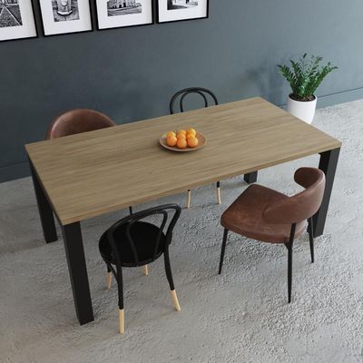 Mesa De Jantar Bronx U 180x90x77cm Brmj9180u Vermont Oak - Est.preta Vermont Oak/est.preta