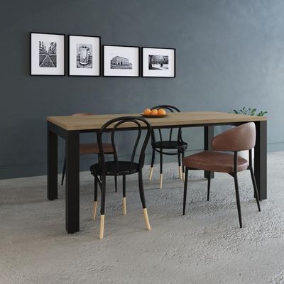 Mesa De Jantar Bronx U 180x90x77cm Brmj9180u Vermont Oak - Est.preta Vermont Oak/est.preta