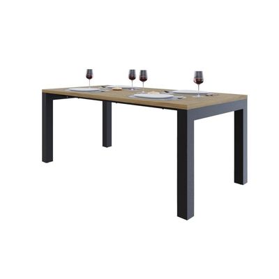 Mesa De Jantar Bronx U 180x90x77cm Brmj9180u Vermont Oak - Est.preta Vermont Oak/est.preta