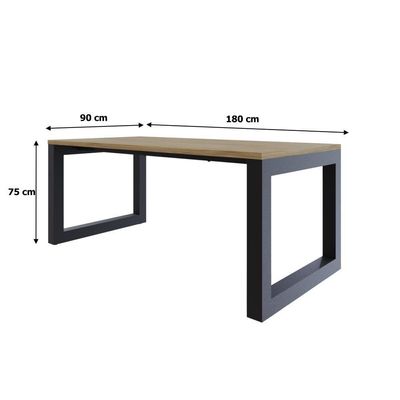 Mesa De Jantar Bronx 180x90x77cm Brmj9180 Vermont Oak - Est.preta Vermont Oak/est.preta
