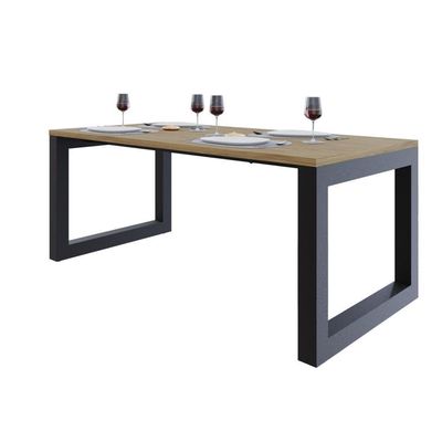 Mesa De Jantar Bronx 180x90x77cm Brmj9180 Vermont Oak - Est.preta Vermont Oak/est.preta