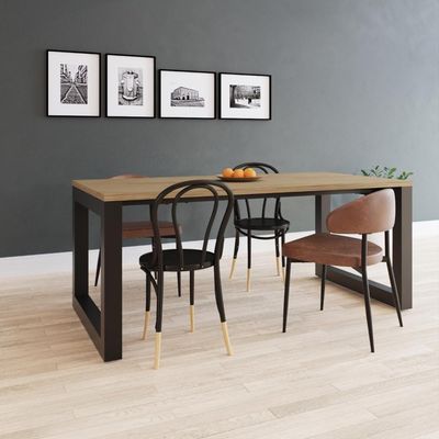 Mesa De Jantar Bronx 180x90x77cm Brmj9180 Vermont Oak - Est.preta Vermont Oak/est.preta