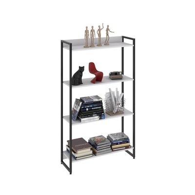 Estante Dynamica 80x30x146cm C/04 Prateleiras Branco Chess / Est.preta Branco Chess / Est.preta