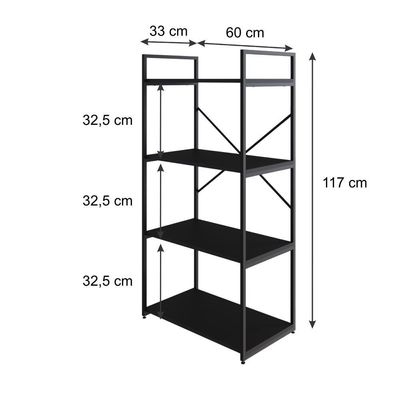 Estante C/04 Prateleiras 118x60x33cm Yon Preto Tx/est.preta Preto Tx/est.preta