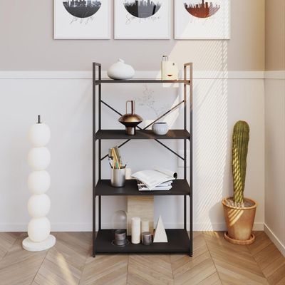 Estante C/04 Prateleiras 118x60x33cm Yon Preto Tx/est.preta Preto Tx/est.preta