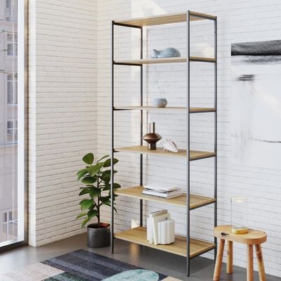 Estante C/06 Prateleiras 186x80x33cm Tub Tueh1886 Lâmina Mel - Est.preta Lâmina Mel / Est.preta
