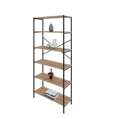 Estante C/06 Prateleiras 186x80x33cm Tub Tueh1886 Lâmina Mel - Est.preta Lâmina Mel / Est.preta