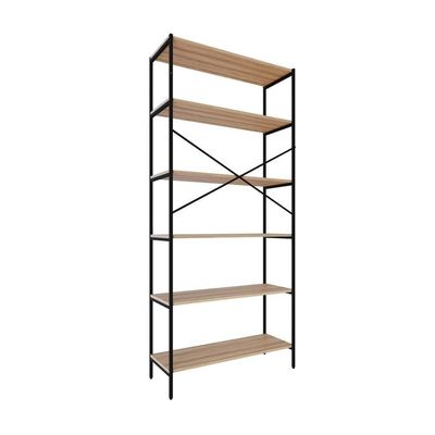 Estante C/06 Prateleiras 186x80x33cm Tub Tueh1886 Lâmina Mel - Est.preta Lâmina Mel / Est.preta