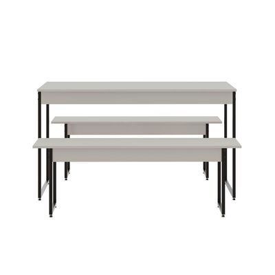 Mesa De Jantar Com 2 Bancos Estilo Industrial Tub  Branco Chess / Est.preta