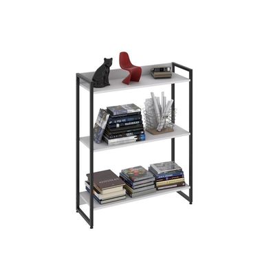 Estante Dynamica 80x30x104cm C/03 Prateleiras Branco Chess / Est.preta Branco Chess / Est.preta