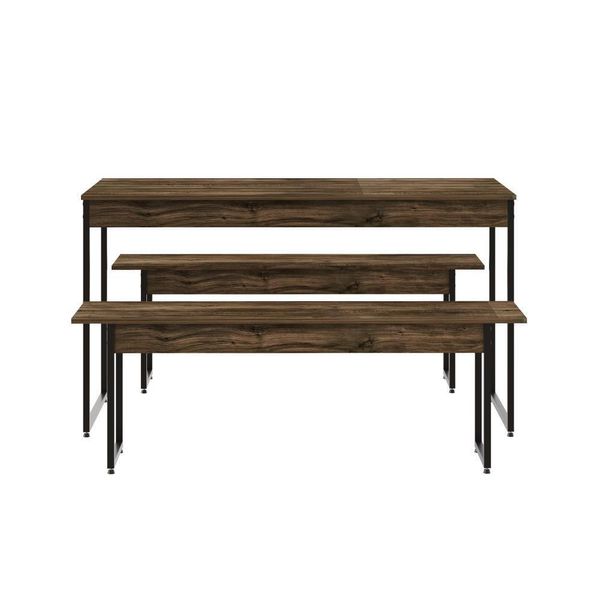 Mesa De Jantar Com 2 Bancos Estilo Industrial Tub Carvalho Dark / Est.preta