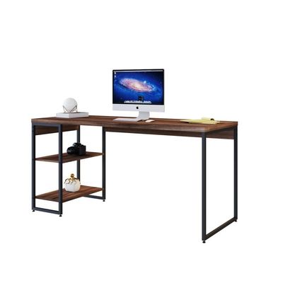 Mesa C/estante Baixa 150x64x75cm Com 02 Prateleiras Nogal / Est.preta