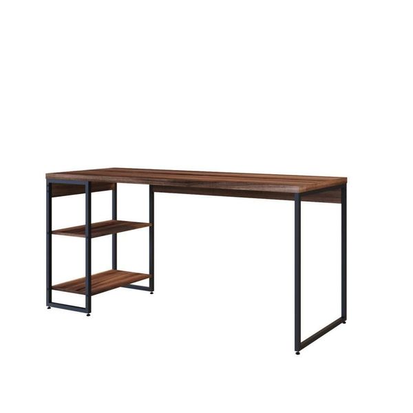 Mesa C/estante Baixa 150x64x75cm Com 02 Prateleiras Nogal / Est.preta