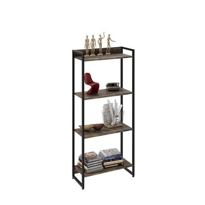 Estante Dynamica 60x30x146cm C/04 Prateleiras Carvalho Dark / Est.preta Carvalho Dark / Est.preta