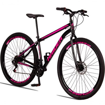 Bicicleta 29 Raider Sport Aço 21 Marchas Freio A Disco Preto+rosa