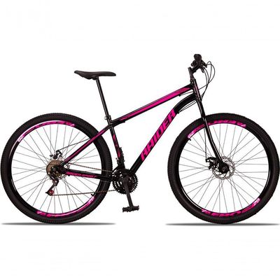 Bicicleta 29 Raider Sport Aço 21 Marchas Freio A Disco Preto+rosa