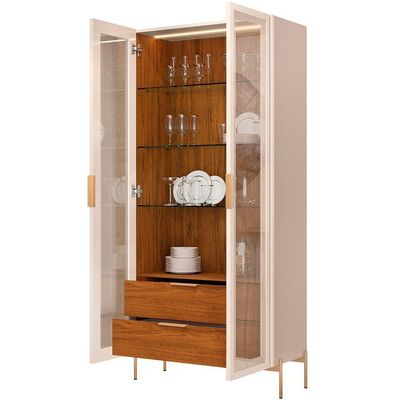 Kit Aparador Buffet Lia Com Cristaleira Tarsila Orgânico D05 Off White Freijó