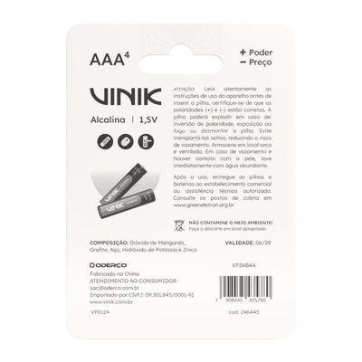 Pilha Alcalina Aaa C-4 1.5v - Vp3ab4a