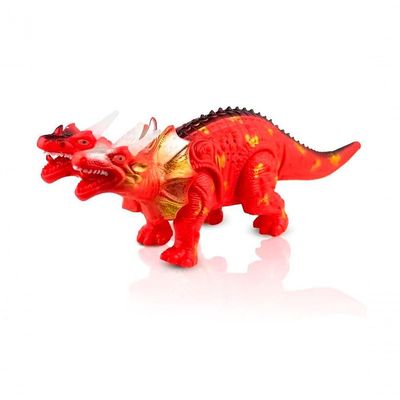 Dragão De Brinquedo 2 Cabeças Com Luzes Leds Movimento E Som Vermelho