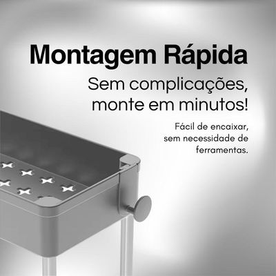 Estante Móvel Compacta 4 Andares Em Plástico Cinza Com Rodas Giratórias