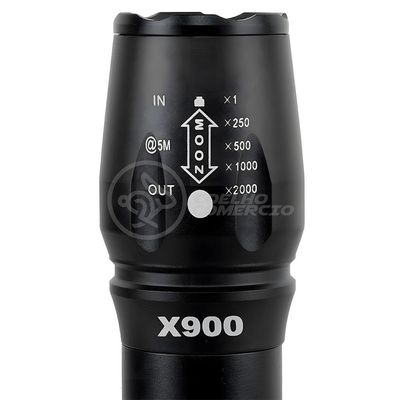 Lanterna Tática Militar X900 Com Bateria Recarregável Zoom Ajustável Com Sinalizador Incluso
