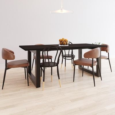 Mesa De Jantar Bronx R 200x90x77cm Brmj9200r Preto Tx - Est.preta Preto Tx/est.preta
