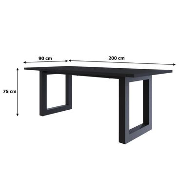 Mesa De Jantar Bronx R 200x90x77cm Brmj9200r Preto Tx - Est.preta Preto Tx/est.preta