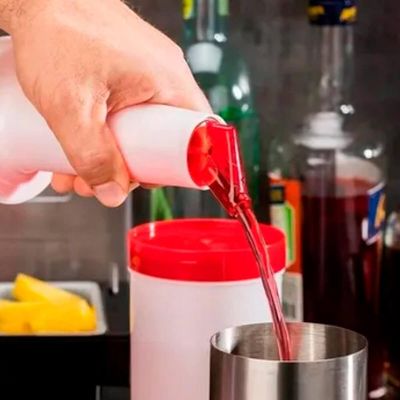Garrafa Storen Pour 1 Litro Vermelha Armazenar Servir Coqueteleira Bar Profissional