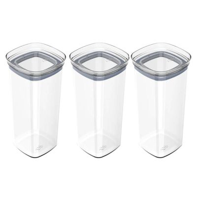Kit 3 Potes Herméticos de Plástico 1,5L Ou Porta Mantimentos Condimentos Transparente