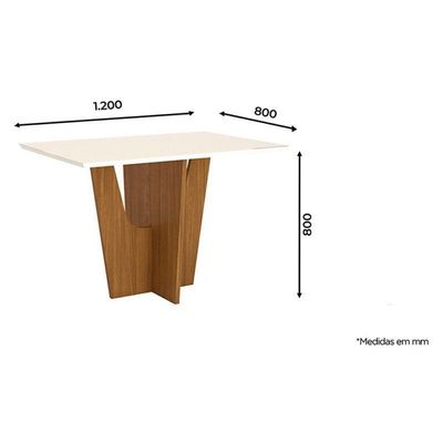 Mesa De Jantar Danielly 120 Cm Tampo Reto Com Vidro Nature Off White – Henn