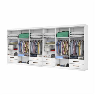 Closet Casal Duplo Lu 12 Portas Com Espelho 8 Gavetas Branco